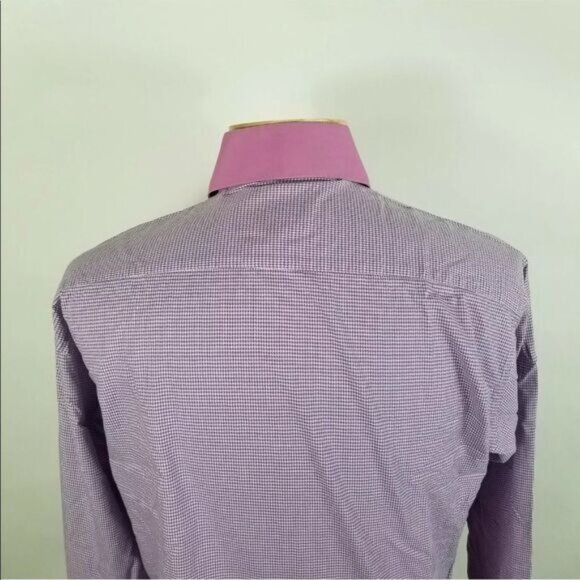 Bertigo 4 Medium Pink Houndstooth French Cuff Cotton Shirt Made in Turkey. - Picture 5 of 7